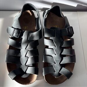 Birkenstock Papillio Phoenix Black Leather Fisherman Sandal Size 12 NWOT